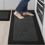 Solid Colored Bordered Long Kitchen Rug Sets
