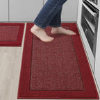 Solid Colored Bordered Long Kitchen Rug Sets