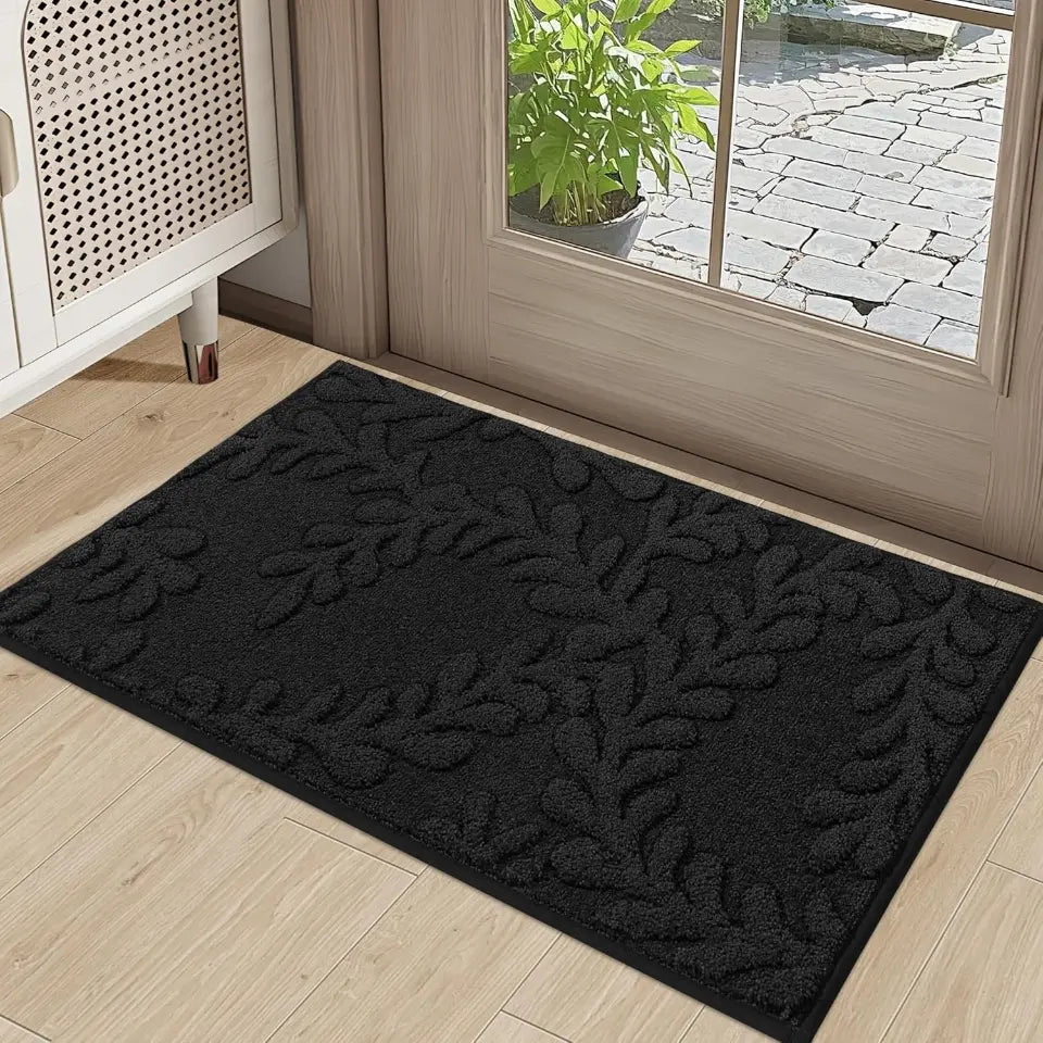 Prominent Embossed Leaf Design Stylish Door Mats