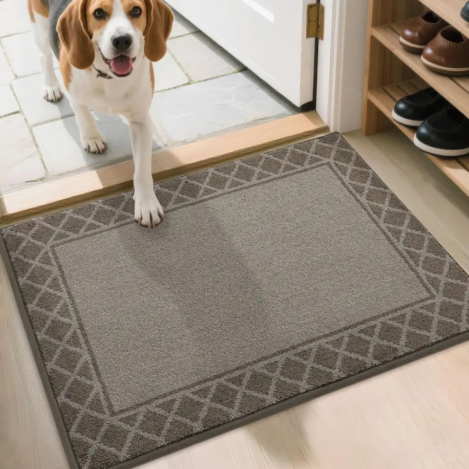 Diamond Lattice Bordered Non Slip Indoor Front Door Mat