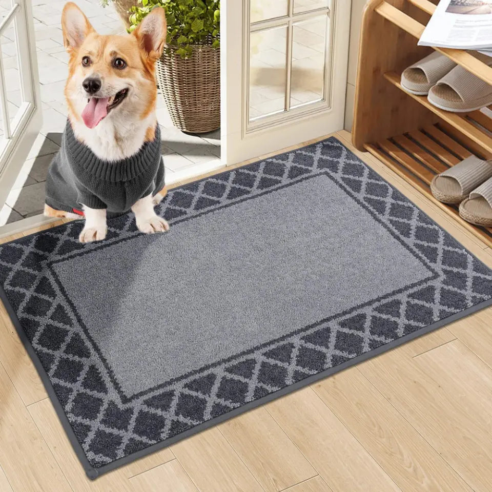 Diamond Lattice Bordered Non Slip Indoor Front Door Mat