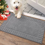 Solid Colored Striped Border Dirt Trapper Door Mat