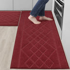 Embossed Diamond Lattice with Two Side Border Kitchen Rugs