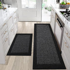 Solid Colored Bordered Long Kitchen Rug Sets
