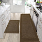 Solid Colored Bordered Long Kitchen Rug Sets