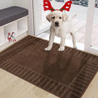Solid Colored Striped Border Dirt Trapper Door Mat
