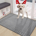 Solid Colored Striped Border Dirt Trapper Door Mat
