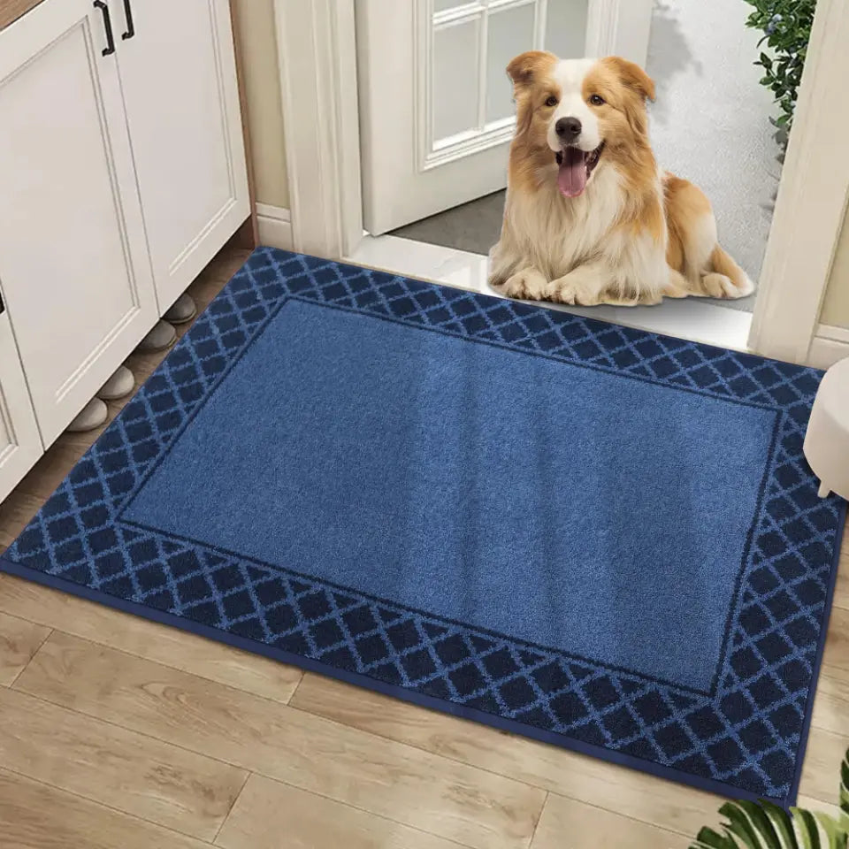 Diamond Lattice Bordered Non Slip Indoor Front Door Mat