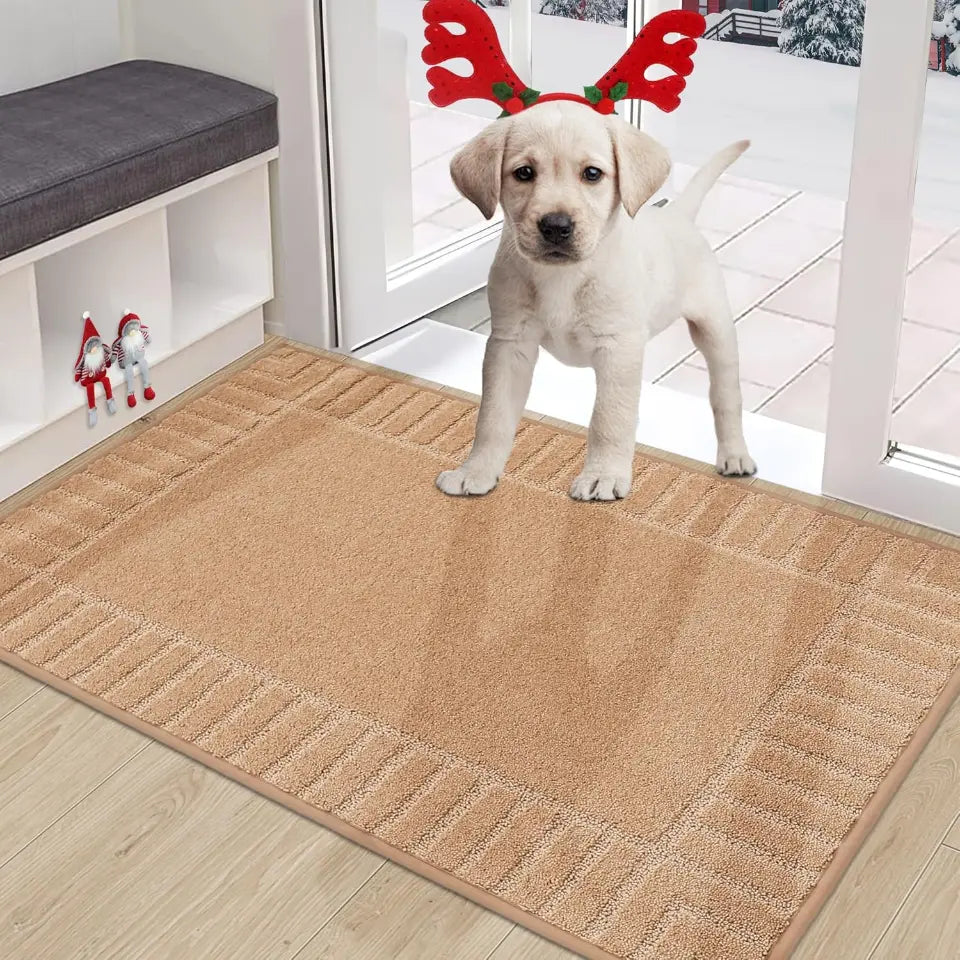 Solid Colored Striped Border Dirt Trapper Door Mat