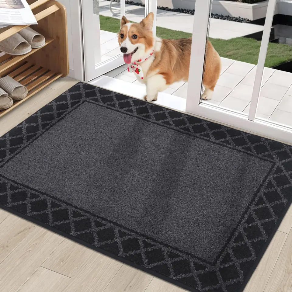 Diamond Lattice Bordered Non Slip Indoor Front Door Mat