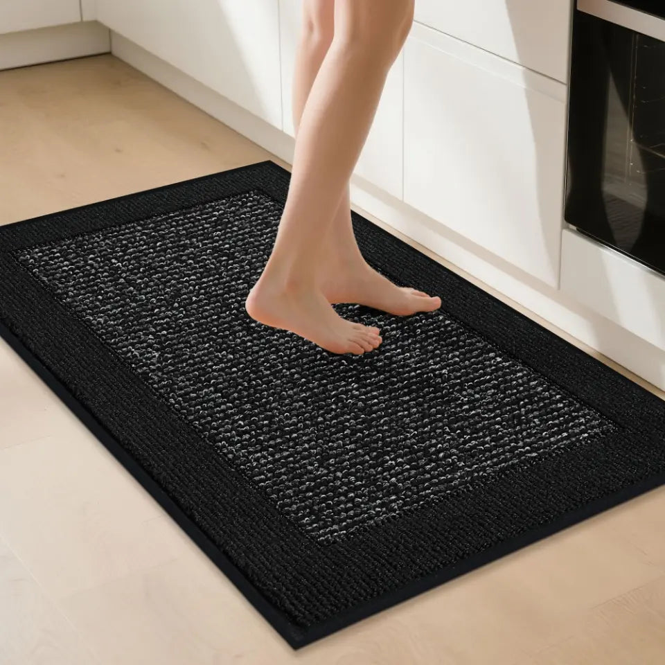 Solid Colored Bordered Long Kitchen Rug Sets