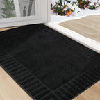 Solid Colored Striped Border Dirt Trapper Door Mat