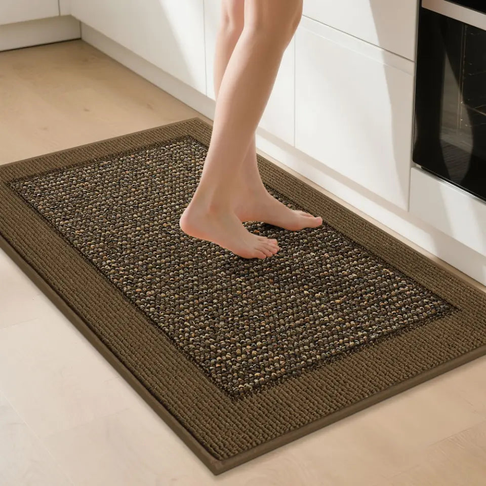Solid Colored Bordered Long Kitchen Rug Sets