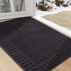 Solid Colored Striped Border Dirt Trapper Door Mat