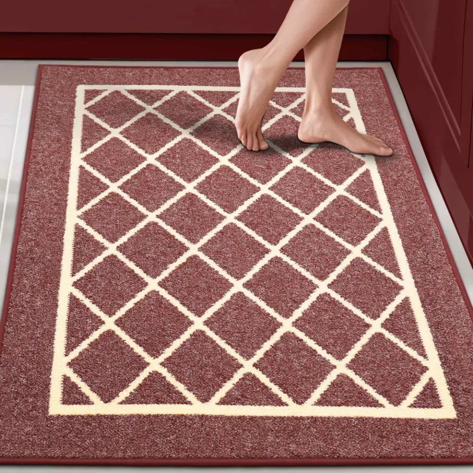 Diamond Lattice Center Kitchen Throw Rugs Set