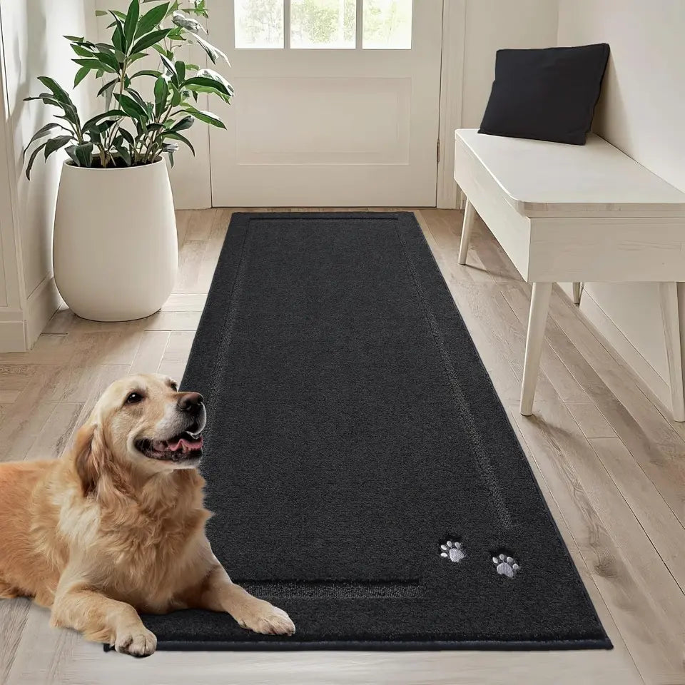 Embroidered Dog Paw Prints Mud Rug for Dogs