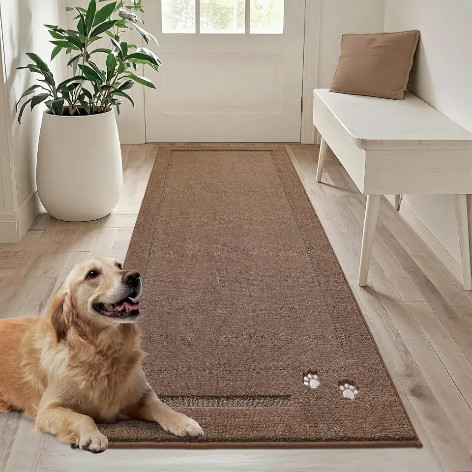 Embroidered Dog Paw Prints Mud Rug for Dogs
