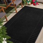 Solid Colored Striped Border Dirt Trapper Door Mat