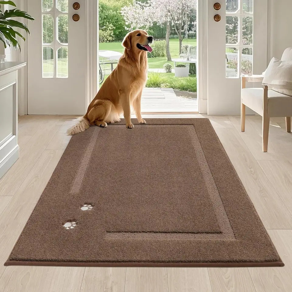 Embroidered Dog Paw Prints Mud Rug for Dogs