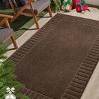 Solid Colored Striped Border Dirt Trapper Door Mat