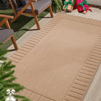 Solid Colored Striped Border Dirt Trapper Door Mat
