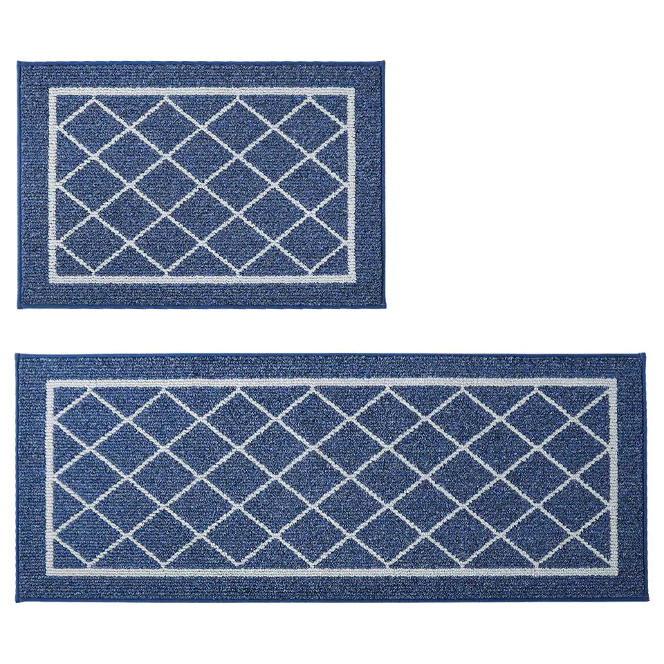Diamond Lattice Center Kitchen Throw Rugs Set