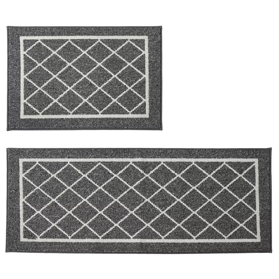 Diamond Lattice Center Kitchen Throw Rugs Set