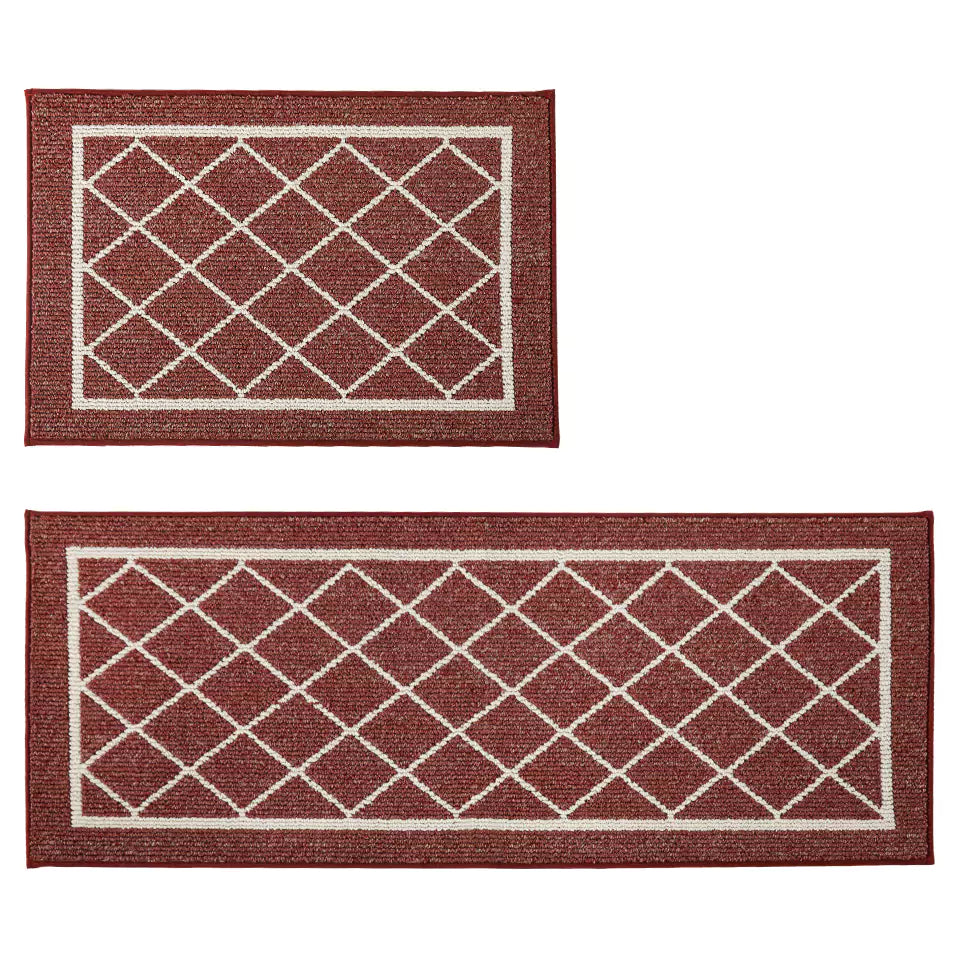 Diamond Lattice Center Kitchen Throw Rugs Set