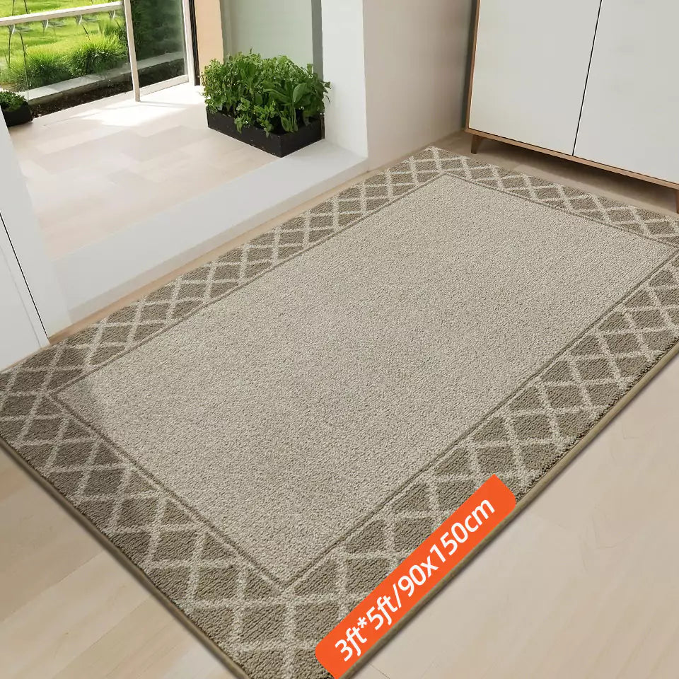 Diamond Lattice Bordered Non Slip Indoor Front Door Mat