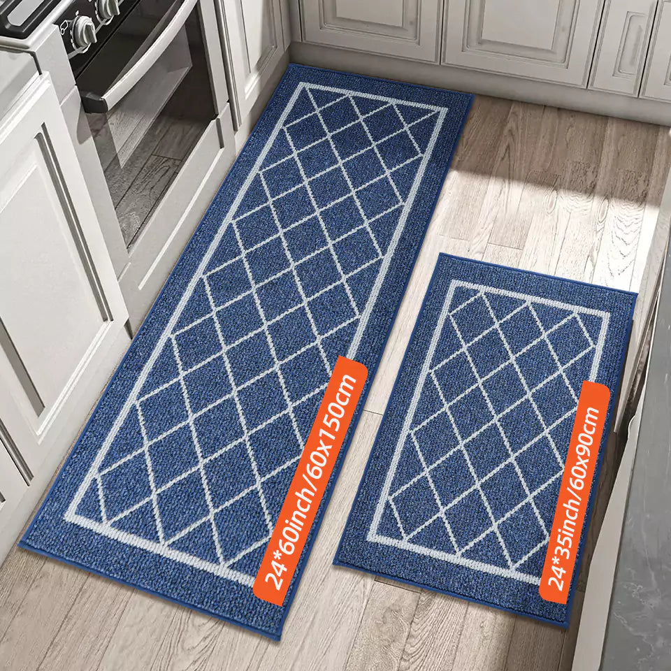 Diamond Lattice Center Kitchen Throw Rugs Set