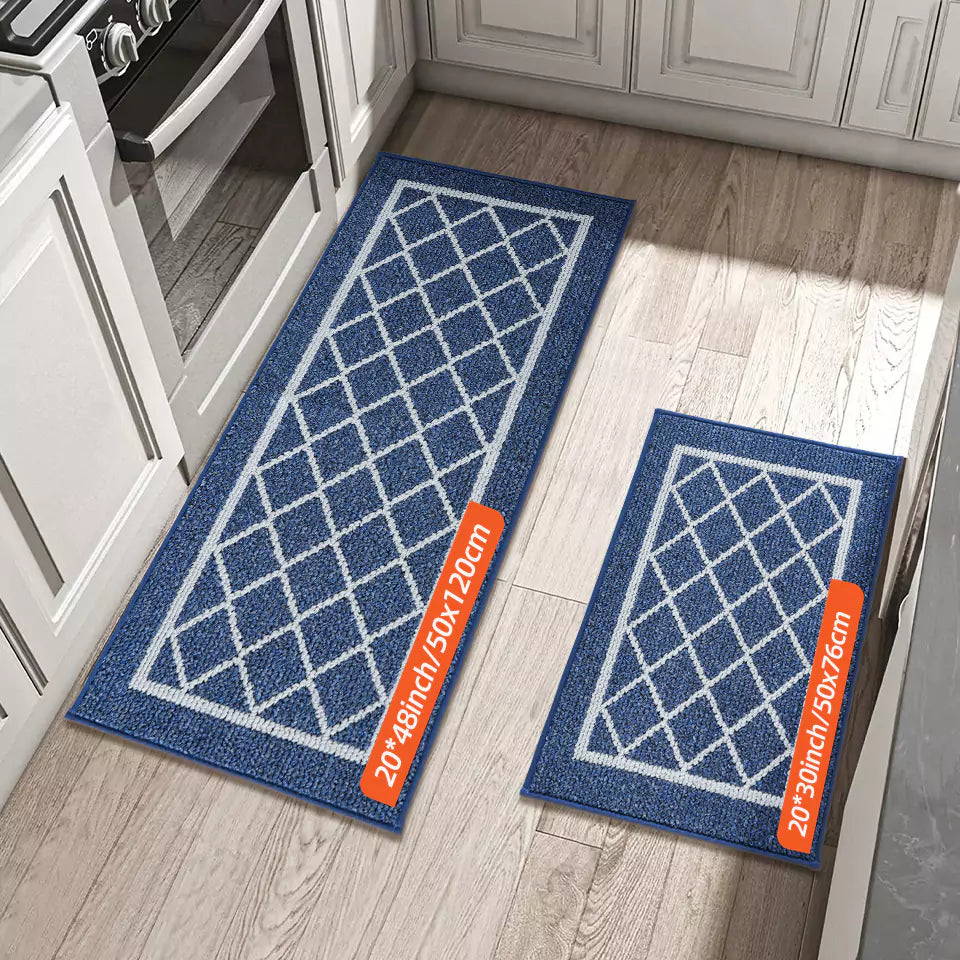 Diamond Lattice Center Kitchen Throw Rugs Set