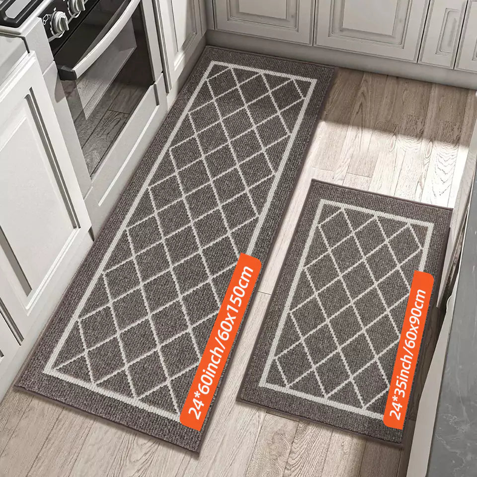 Diamond Lattice Center Kitchen Throw Rugs Set