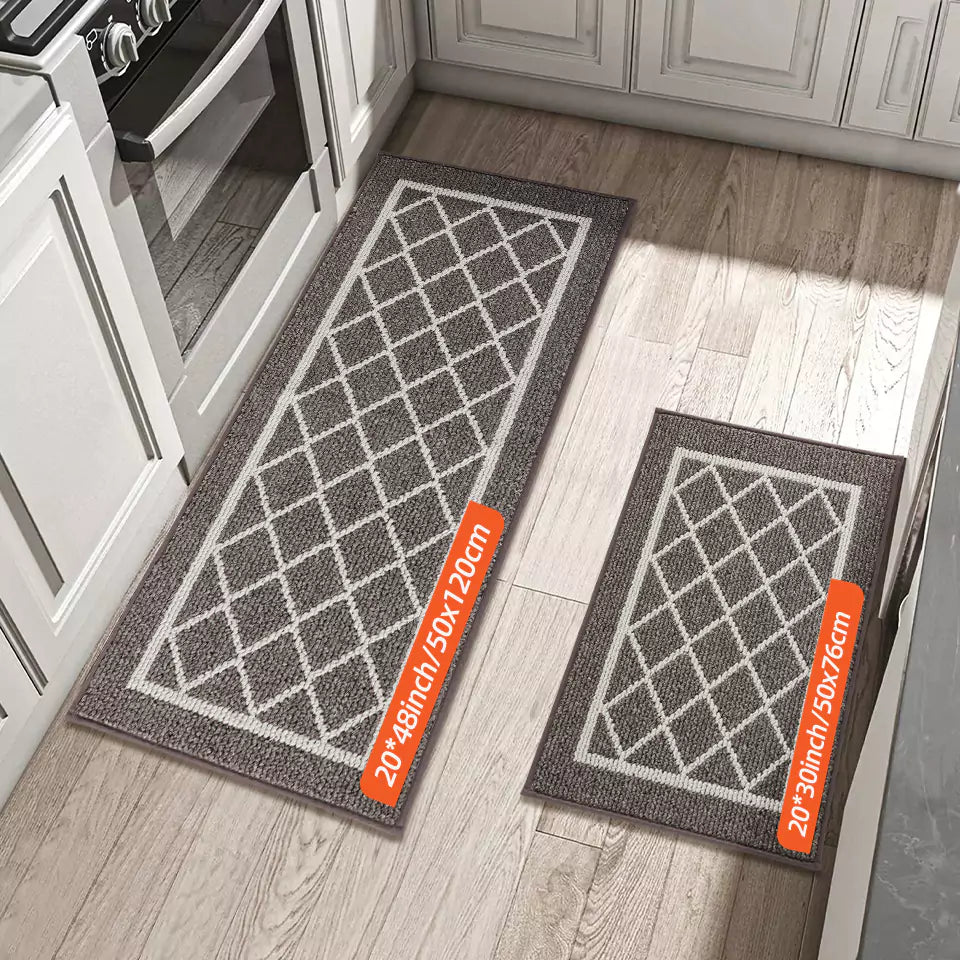 Diamond Lattice Center Kitchen Throw Rugs Set