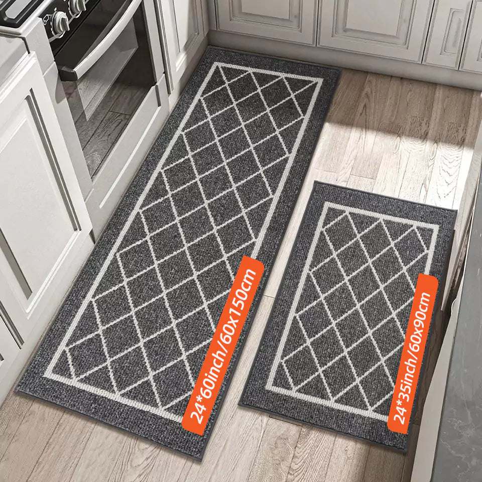 Diamond Lattice Center Kitchen Throw Rugs Set