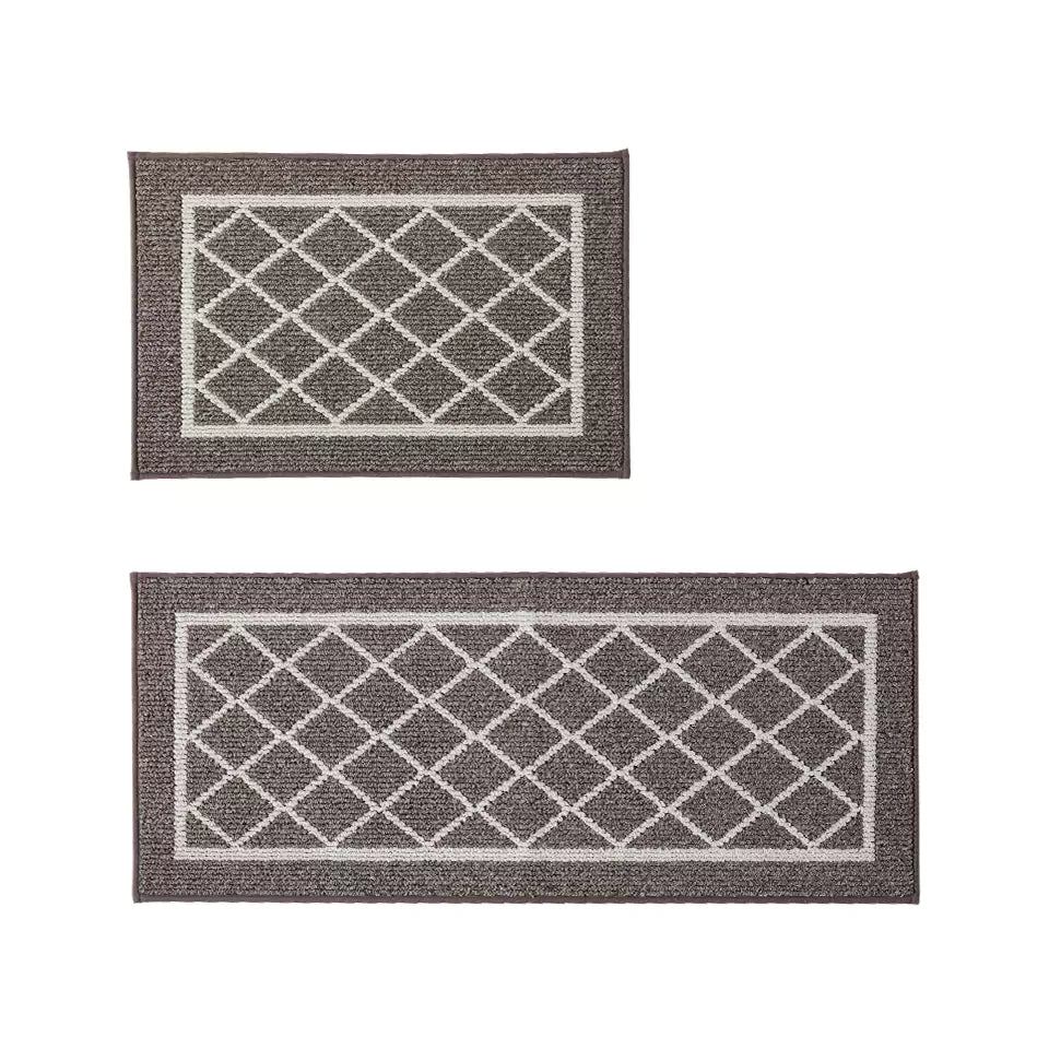 Diamond Lattice Center Kitchen Throw Rugs Set