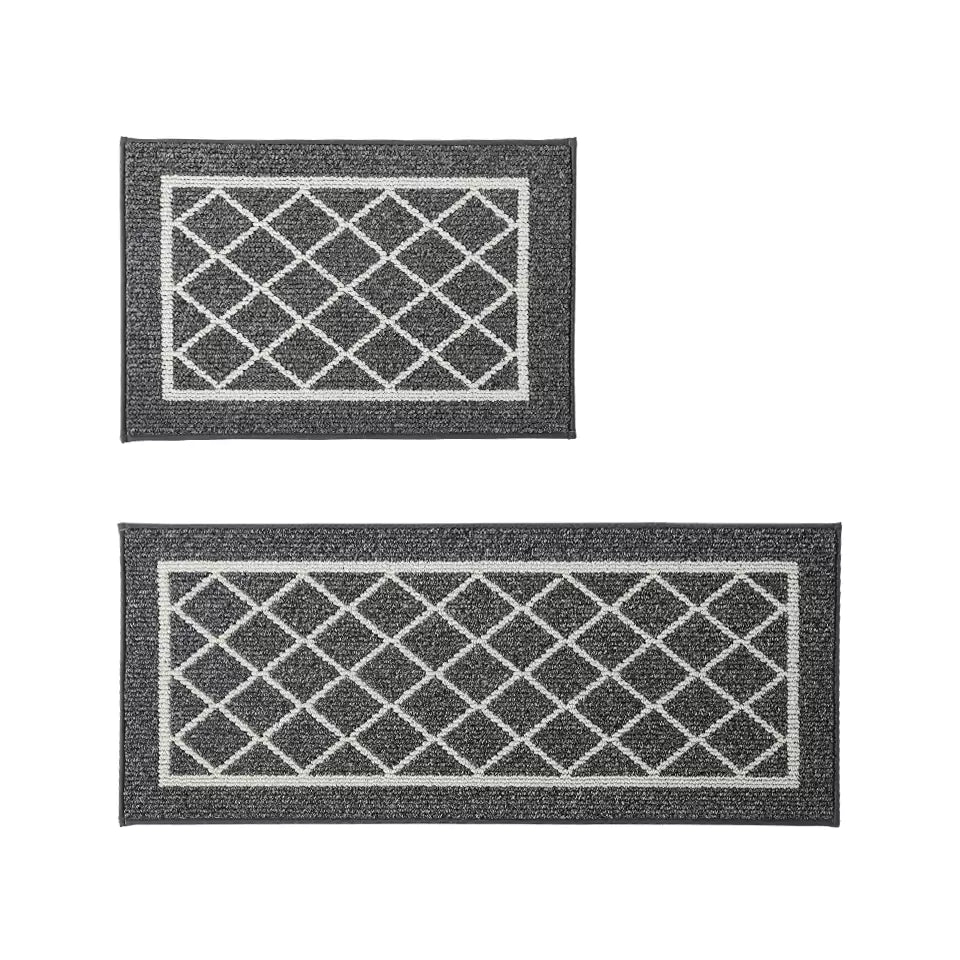 Diamond Lattice Center Kitchen Throw Rugs Set