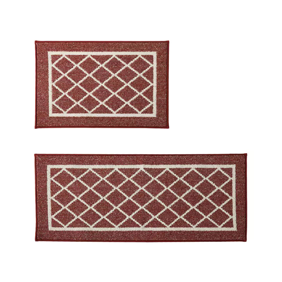 Diamond Lattice Center Kitchen Throw Rugs Set