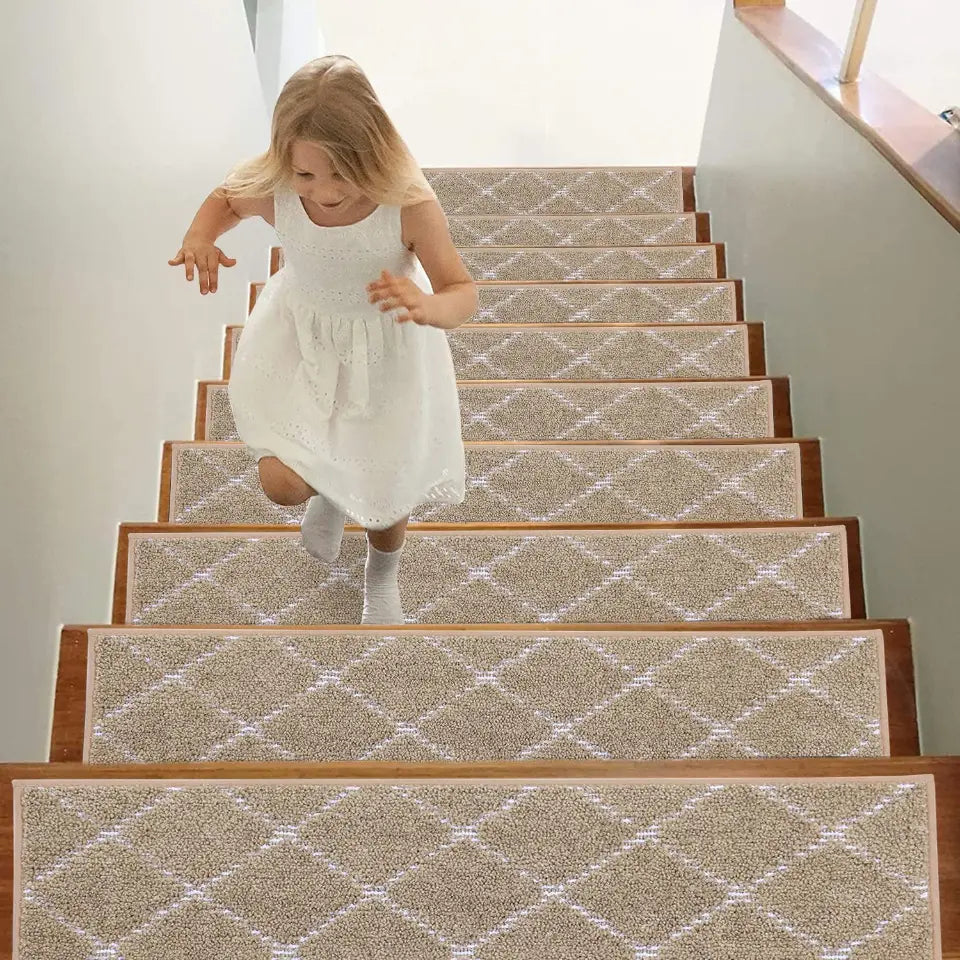 Checkerboard Modern Carpet on Stairs Set